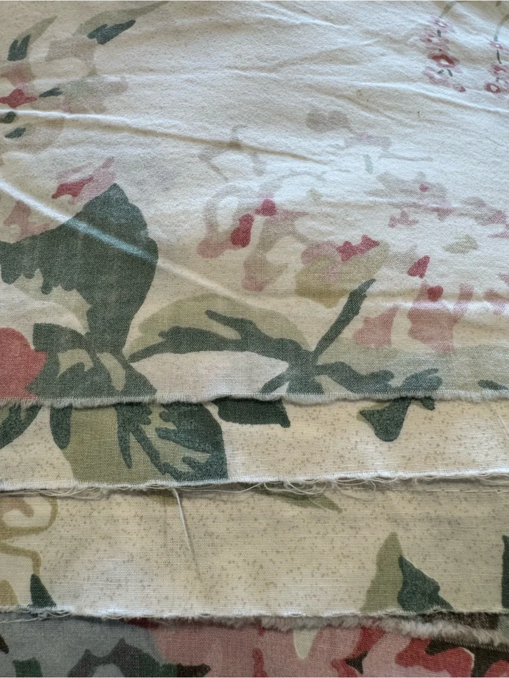 Vintage Floral Cotton Bedding Set - Pink/Green on Cream
